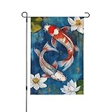 Two koi fish Garden Flag 12x18 In Double Sided Yard Flags Lawn Sign Decor No Flagstand
