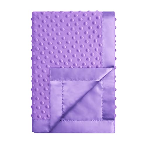Image of Yeeeasy Satin Baby Blanket Soft Minky Dot Baby Blanket for Girls Silky Lightweight Blanket for Infant, Newborn and Toddler Perfect Baby Gifts, 30’’x40’’, Purple