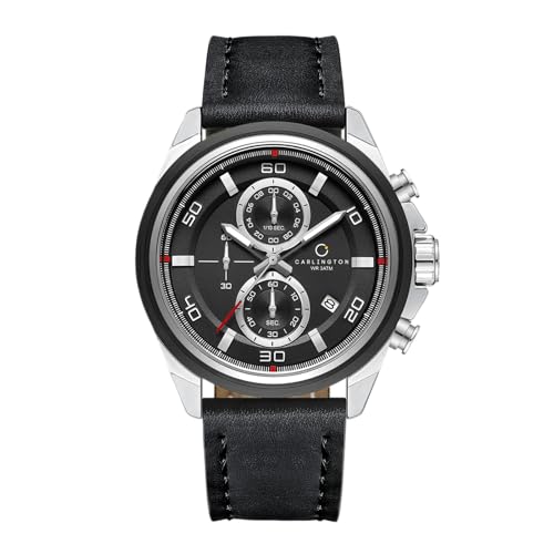 Carlington Nitro Analog Chronograph Men’s Premium Leather Strap Wrist Watch | Quartz Movement | Water & Shock Resistant Watch for Men | Casual & Formal Wear - CT_8075