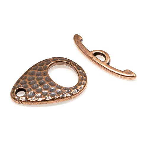 Copper Hammered Ellipse Clasp Set, Tierracast Toggle Clasps, 2 Sets #TOP1