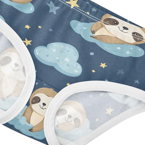 Wusikd Cute Sloth Girls' Underwear Cotton Stars Clouds Girls Briefs Soft Toddler Underwear 2T4