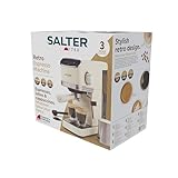 Salter Retro Cream Espresso Machine – Coffee Machine with Milk Frothing Wand, Cappuccino/Latte, 20-Bar Pressure Pump, 1.35L Water Tank, Ground Coffee, Single/Double, Digital LED Display, 1350W - Image 3