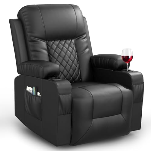 DG PEAFOWL Swivel Recliner with Massage, Heat, Cup Holder