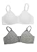 Jockey Big Girls'  2 Pack Cotton Front Closure Bra, Grey Heather/White, 32A