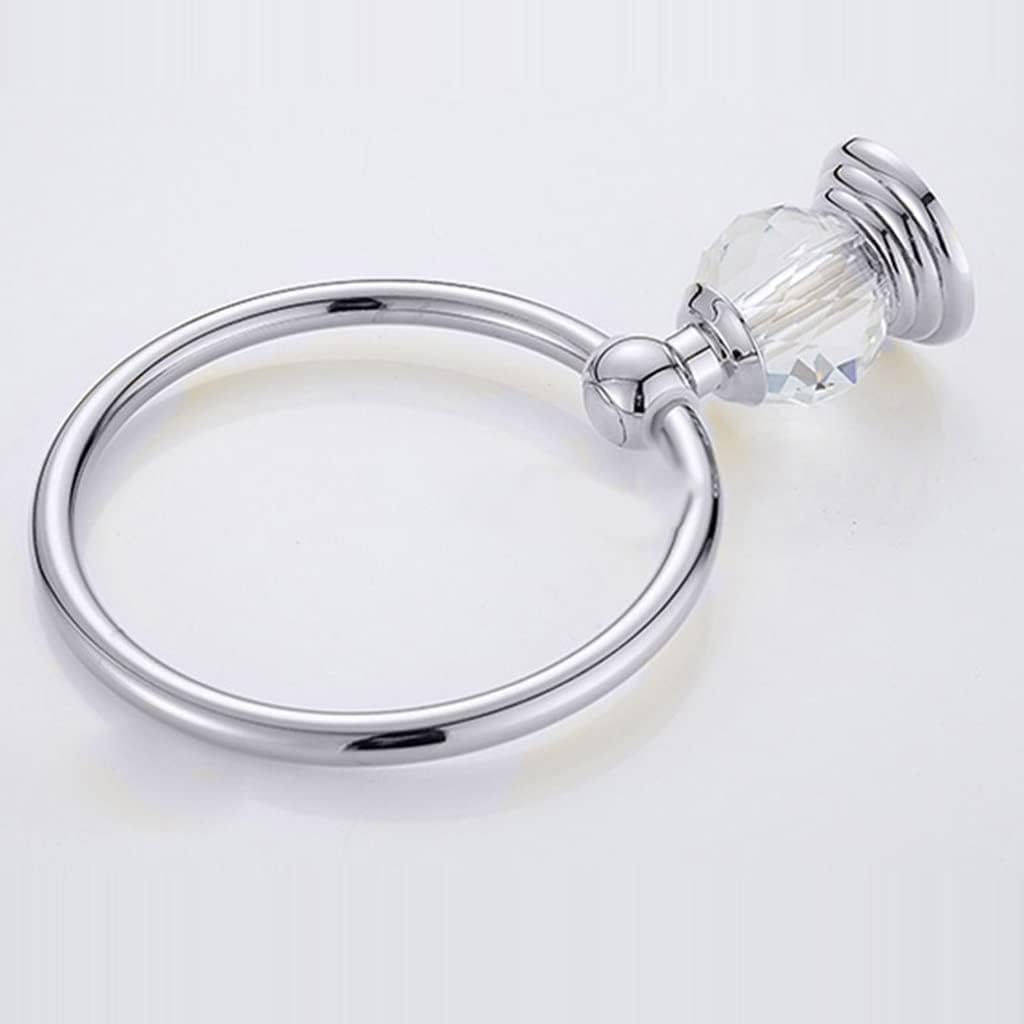 Luxury Crystal Towel Holder, Chrome Towel Ring, Round Wall Mounted Towel Rack Bar Holder, Classic Bathroom Accessories Bathroom