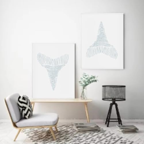 Tableau dent de requin abstrait impression premium cadre 60x80cm