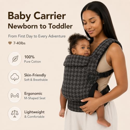 Image of Baby Carrier Newborn to Toddler,Cotton Infant Carrier,7-40lbs Baby Carrier