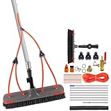 Teleskop WaschbüRste, 7M Lange, Ausziehbare TeleskopbüRste Aus Aluminium Mit 20M Schlauch, Einstellbarer Winkel, Vielseitig Einsetzbar für Sonnenkollektoren, Fenster, DäCher, Autos