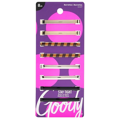 Goody Hair Barrettes, Patterned Assorted Colors, 8-Count (1941119)