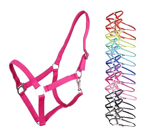 NETPROSHOP Halfter ODER Führstrick Einfarbig für Ihre Lieblinge Mini Shetty bis XL Full, Groesse:Mini Shetty, Farbe:Pink