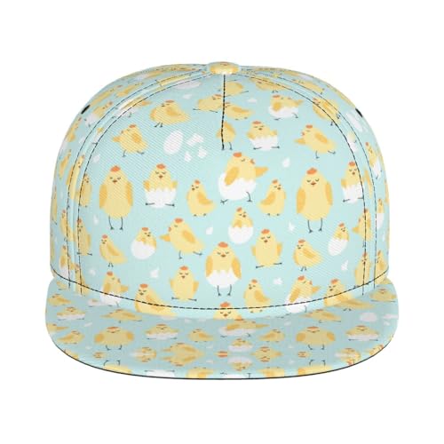 å°鸡 Fashion Flat Brim Baseball Cap â€“ Stylish Unisex Cap with All-Over Print Design â€“ Breathable Lightweight Hat for Daily Wear, Outdoor Activities, and Travel Black2