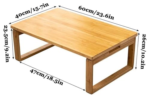 Table basse pliante japonaise en bois jaune rustique de 60x40x26 cm