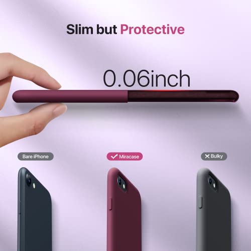 Image of Miracase Ultra Slim Designed for iPhone SE Case 2022(3rd Gen) /iPhone SE 2020 Case(2nd Gen) /iPhone 7 Case /iPhone 8 Case with Screen Protector, Multi-Color Silicone Shockproof Phone Case(Wine Red)
