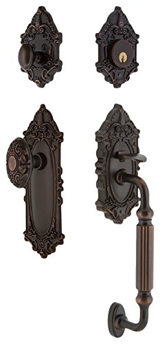 Image of Nostalgic Warehouse 719393 Victorian F Grip Entry Set, Backset - 2.375 inch, Timeless Bronze