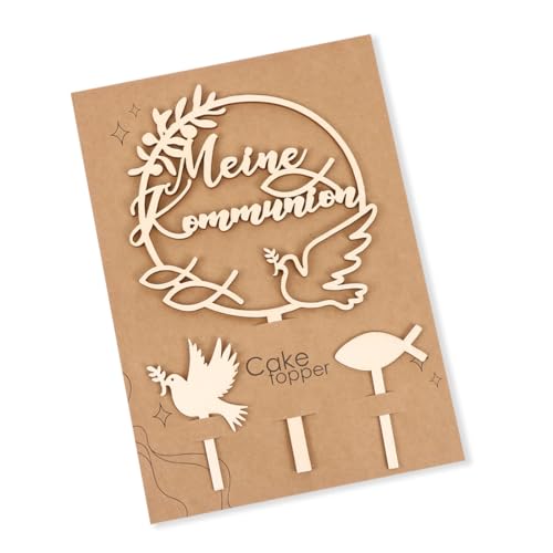 Tortendeko Kommunion Holz Cake Topper Meine Kommunion Taube Fisch Kuchen Deko Kommunion Torten Topper Tortendeko Taufe Mädchen Junge Erstkommunion Torte Deko