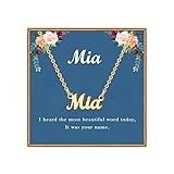 Ldurian Custom Name Necklace, Mia Name Plate Pendant Necklace Pre Gifts, Charm Necklaces Jewelry for Birthday Anniversary
