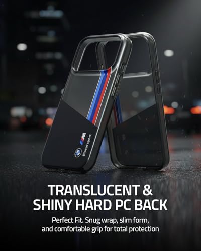 Image of CG MOBILE BMW [Official Licensed] Protective Case Designed for iPhone 17 Pro Max |Motorsport Collection|IML Printed Case with Vertical Stripes - Black