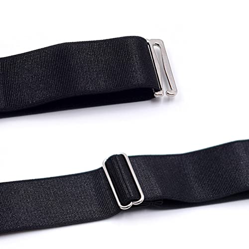 Adjustable Shirt Stays for Men - 2 Pack Black Nylon Garter Belts to Keep Shirts Tucked In- B4