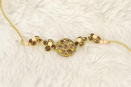 Image of NMII Gold Plated Chain Bracelet Rakhi For Brother Raksha Bandhan 2023 | Stylish Metal Rakhi | Rakhi for Brother /Bhabhi | Bracelet For Boys | Rakhi Combo | Rakhi Gift (Pack of 1)