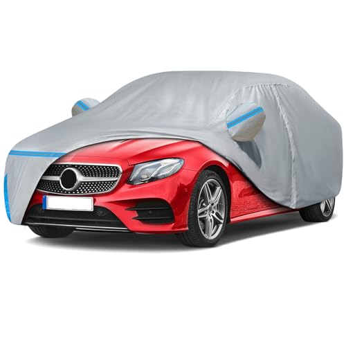 Image of Car Cover for 2006-2025 Mercedes Benz E-Class Sedan E300 E350 E450 /E43 E53 E63 AMG, Waterproof Custom-fit All Weather Sun Rain UV Snow Protection Outdoor Car Cover with Door Zipper & Cotton Lining