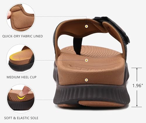 Image of KuaiLu Mens Orthotic Cushion Flip Flops Athletic Recovery Walking Sandals | Men's Lightweight Beach Sport Slides for Man Water Resistant Soles, Soft Comfort Fit & Arch Support