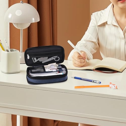 Image of iSuperb Foldable Pencil Case Zipper Big Capacity Aesthetic Canvas Pencil Pouch Compartments Stationery Organizers Pen Bag for Kids Girls Boys Teen Child Student School Supplies Makeup Bags