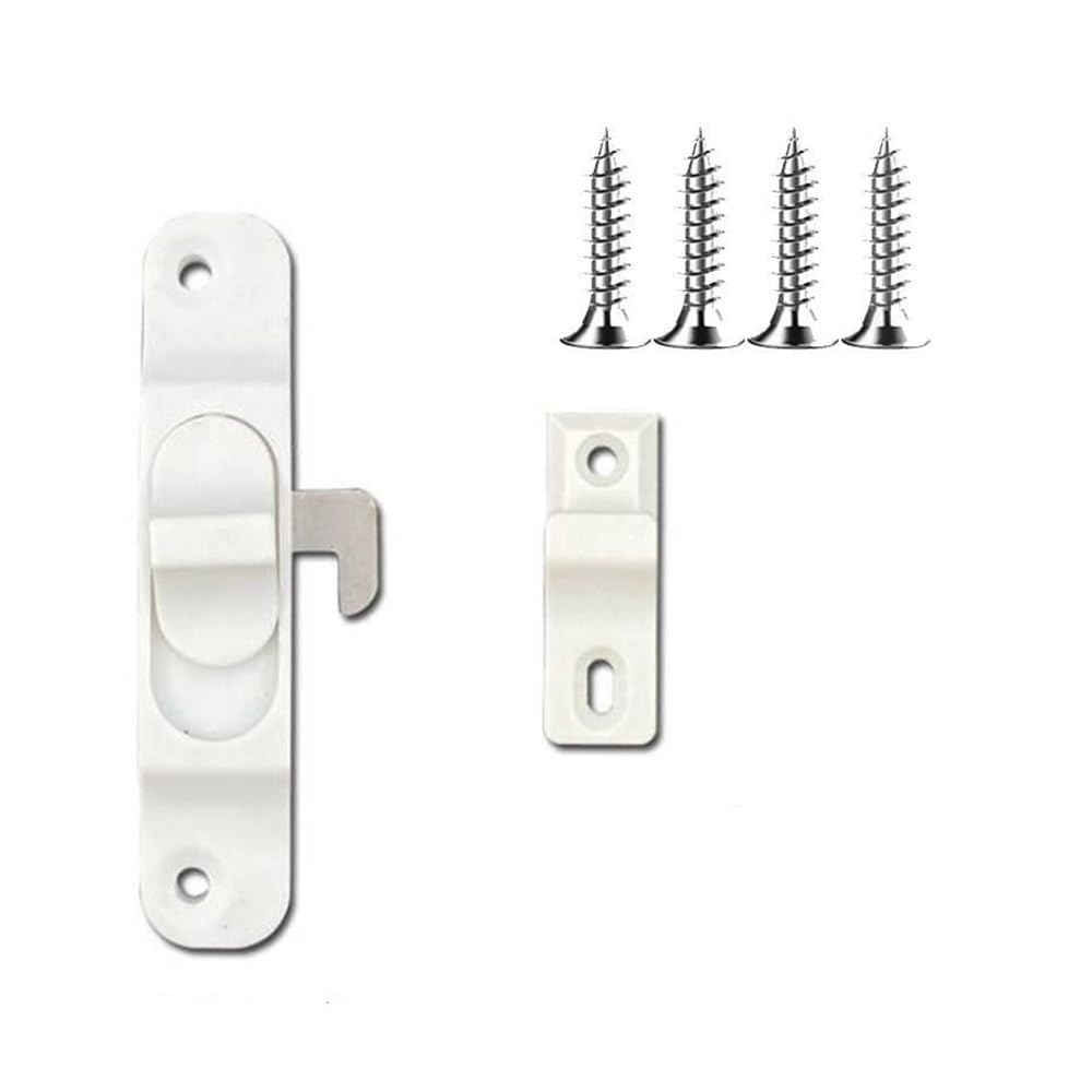 Pawuniscript White 2Pcs Sliding Frame Lock Security Latch For Aluminum Doors Windows(White)