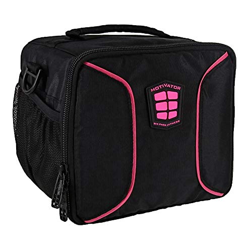 6 Pack Fitness Motivator Cube Meal Prep Management System 3 - Meal (Black/Pink)