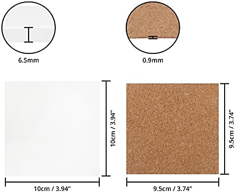 Belle Vous Square White Ceramic Coasters (12 Pack) - 10 x 10cm / 3.94 x 3.94 Inches - Unglazed Coaster Blanks Tiles & Cork Backing Pads - DIY Crafts, Acrylic Pouring, Alcohol Ink & Art Projects