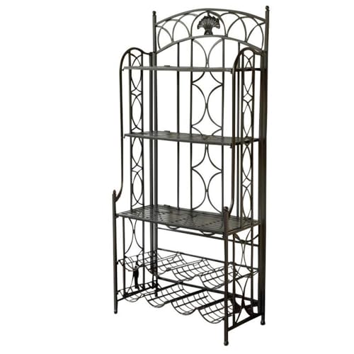 Pemberly Row Iron Bakers Wine Rack in Antique Black