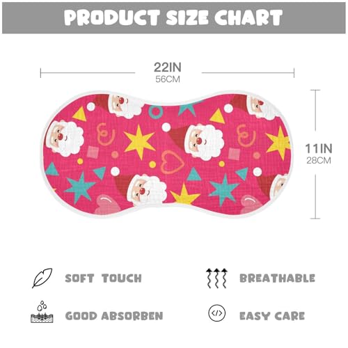 2 Pack Muslin Burp Cloths Christmas Santa Magenta Cotton Baby Burp Cloths Ultra Absorbent Burping Cloth Soft Spit Up Rags for Newborn Babies Boys Girls, Large 22" x 11"2