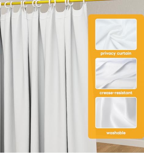 Image of U-Shape Privacy Partition Curtains, Wall-Mounted Room Divider with Metal Support, 6.56ft Medical Curtain for Bedroom, Beauty Salon, Fitting Room, DIY Setup