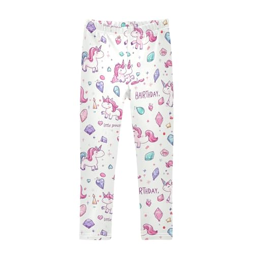 Unicorns Gems Girls' Leggings Toddler Doodles Cartoon Kids Yoga Pants Dance Active Tights 4T Multi
