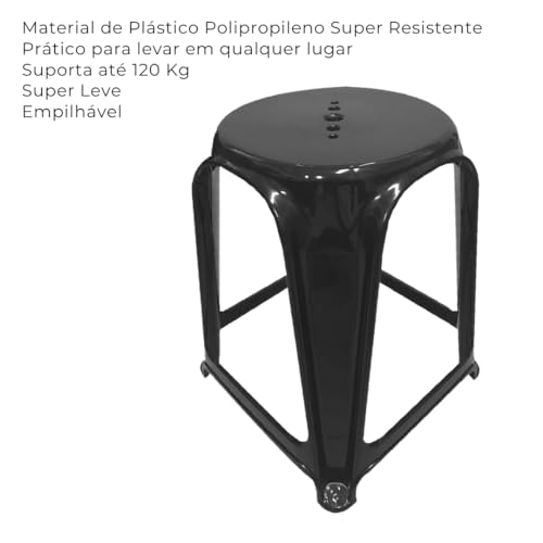 Kit 6 Banquinho Banqueta Plástica Reforçado Suporta 120 Kg