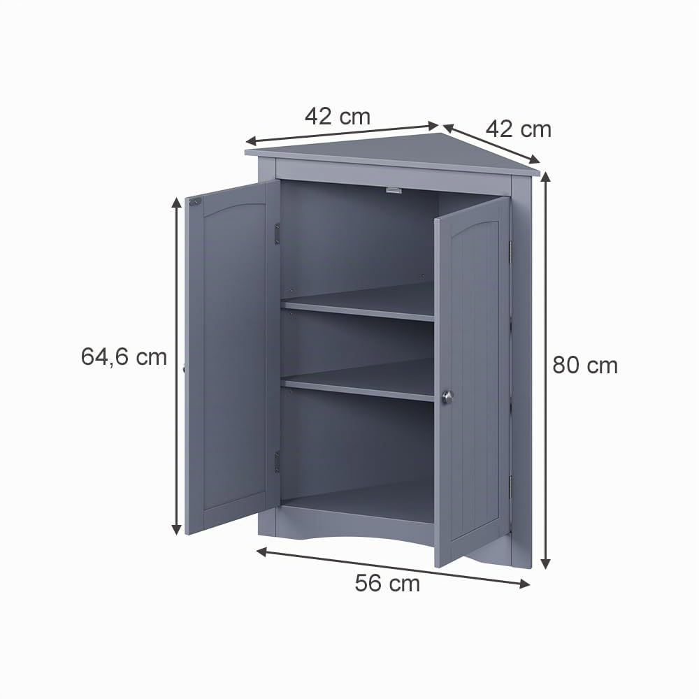 Vicco Armario Mediano Bianco, Gris, 56 x 80 cm | con 2 puertas, para el almacenamiento de artículos de baño y uso flexible