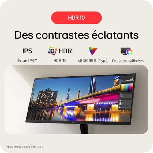 LG UltraWide™ 29U511A B.AEU Ecran PC Ultra Large 29" Dalle IPS résolution UWFHD 2560x1080 5ms GtG 100Hz sRGB 99% CIE1931 inclinable - vue 4