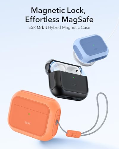 Image of ESR for AirPods Pro 3 Case, Compatible with AirPods Pro Case 3rd Generation (2025), Compatible with MagSafe, Full Drop Protection Cover with Lanyard, Orange