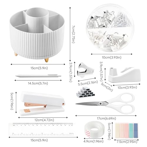 Lot de 11 accessoires de bureau rotatif pour libérer de l'espace et ranger vos ciseaux et stylos - 4