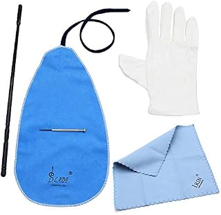 Mowind Flute Cleaning Kit Set with Cleaning Cloth Plastic Stick Screwdriver Gloves Set