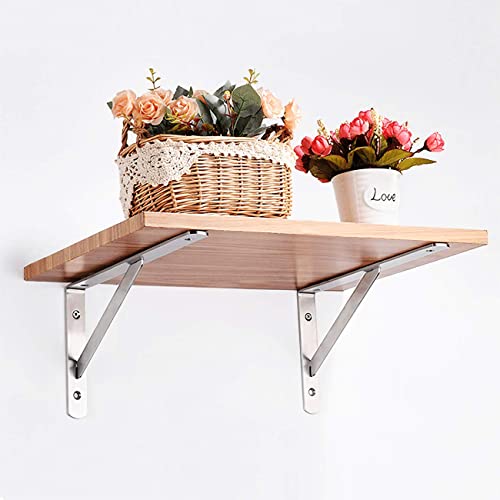 Image of YUMORE Shelf Brackets Heavy Duty, 350x250mm Shelf Brackets Supports Stainless Steel for Scaffold Board Worktop Shelves Floating Desk, Max Load 440lbs, 2Pack