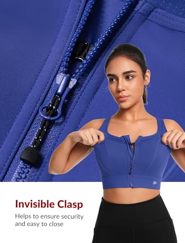 Image of Yvette Front Closure High Impact Sports Bra for Women | Cup Sizes A to DDD Up to 5XL, Sewn in Pads, No Underwire, Breathable Fabric Moisture-Wicking, Easy on and off, Full Coverage