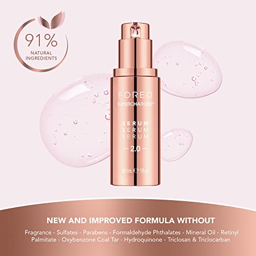 FOREO SUPERCHARGED Serum 2.0 – Conductive Skincare Gel – Hyaluronic Acid & Squalane – Vegan – Clean Formula – 1 fl.oz
