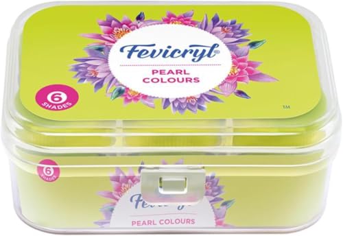 Fevicryl Acrylic Colours Pearl Kit | 6 Colours x 10 ml | DIY Paint Rich Pigment | Multicolour & Multi-Surface | Non-Cracking Paint for Canvas Wood Leather Earthenware Metal