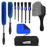 NIKCOSMK 10Pcs Wheel Brush Kit for Cleaning Wheel and Tire, Wheel and Rim Brush, Car Detailing Brushes, Tire Brush, Bendable & Durable Car Wheel Rim Cleaner Brush Set,Car Cleaning Brush Supplies Kit
