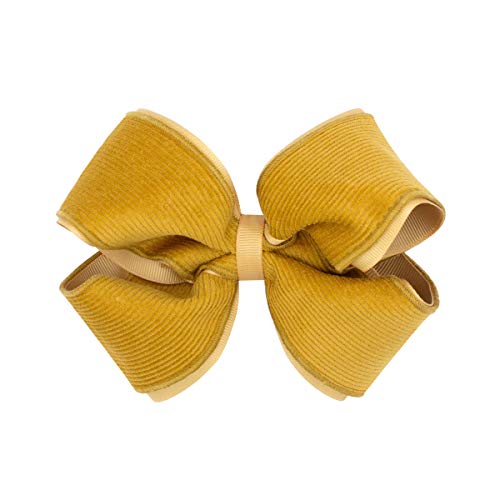 Wee Ones Girl's Small King Corduroy Overlay Hair Bow - Gold