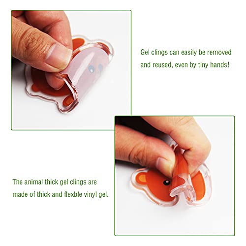 20 PCS Jungle Animals Thick Gel Clings Jungle Window Gel Clings Decals Stickers for Kids Toddlers and Adults Home Airplane Classroom Nursery Zoo Animals Party Supplies Decorations