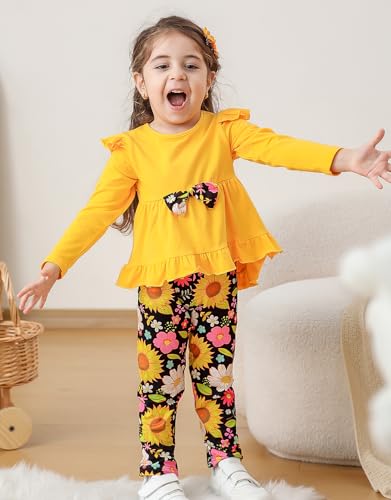 Baby Girl Clothes Toddler Outfits Long Sleeve Ruffle Floral Pants Set Fall Winter 1-5 Years2