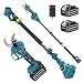 TIHOOK Akku Astschere Teleskop, Max Öffnung 55mm, 2-IN-1 Elektrisch Gartenschere mit 8.2 ft Teleskopstiel & 2 x 4000mAh Akkus, Bürstenloser Astschere mit LCD, Akku Schere für Baum Strauch Hecken