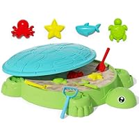 maysida Kids Turtle Sandbox with Lid, Sand Box Toys with Cover for Toddlers 3-5, 8 PCS Sand Toys Set, Summer Beach Outdoor Indoor Toy Playset Gift for Girls Boys 3 4 5 6