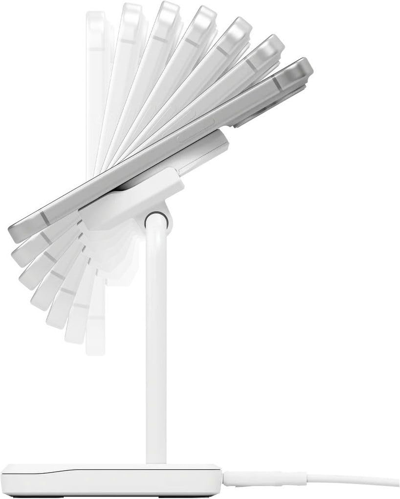 ChargeBase Supporto di ricarica wireless magnetico 2 in 1, bianco, compatibile con Qi2